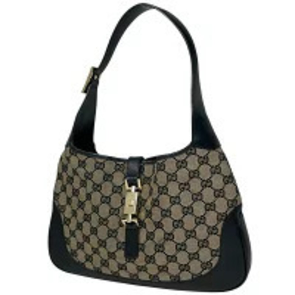 Gucci Jackie Shoulder Bag Handbag GG Canvas Beige Black - Picture 1 of 6